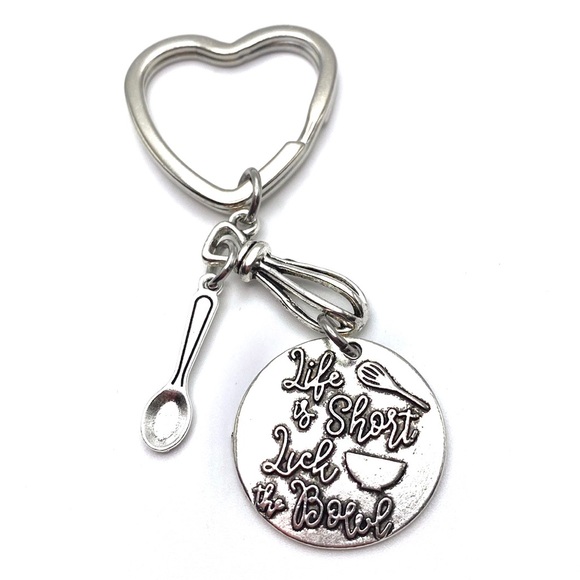 Life Is Short Lick The Bowl Keychain Baker Gift - Picture 2 of 5